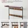 4-in-1 Coat Rack with Shoe Bench and 9 Removable Hooks Rustic Brown and Black