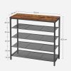 Shoe Storage Bench with 4 Mesh Shelves Rustic Brown