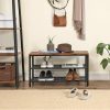 3 Tier Shoe Storage Bench 80cm Rustic Brown and Black