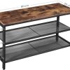 3 Tier Shoe Storage Bench 80cm Rustic Brown and Black