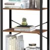 5 Tier Bookshelf Standing Display Storage Rack Rustic Brown