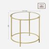 Round Side Tables Set of 2 Tempered Glass with Steel Frame Gold LGT037A61