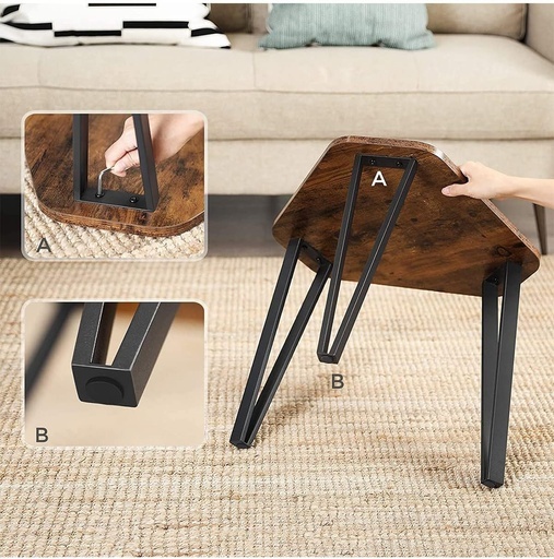 Nesting Coffee Table Set of 3 Rustic Brown and Black