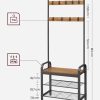 Coat Rack with Shoe Rack 183 cm Height Walnut Brown and Black