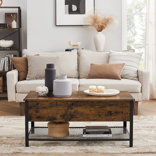 Coffee Table With Folding Top Rustic Brown Black