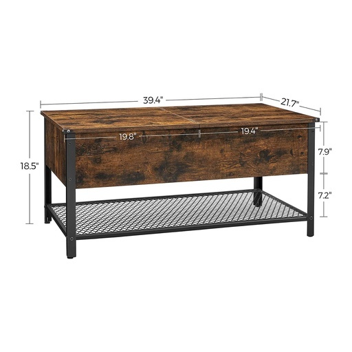 Coffee Table With Folding Top Rustic Brown Black