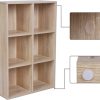 Bookcase with 6 Compartments Wooden Shelving