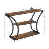 Console Table with Curved Frames with 2 Open Shelves Rustic Brown and Black