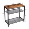 INDESTIC Side Table 3-Tier End Table with Mesh Shelves Industrial Design Rustic Brown