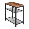 INDESTIC Side Table 3-Tier End Table with Mesh Shelves Industrial Design Rustic Brown