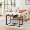 Set of 2 Coffee Tables with Raised Edges Nesting Tables Industrial Rustic Brown and Black