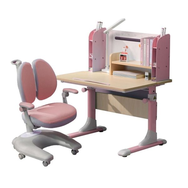 Height Adjustable Children Kids Ergonomic Study Desk Chair Set 80cm AU – Pink