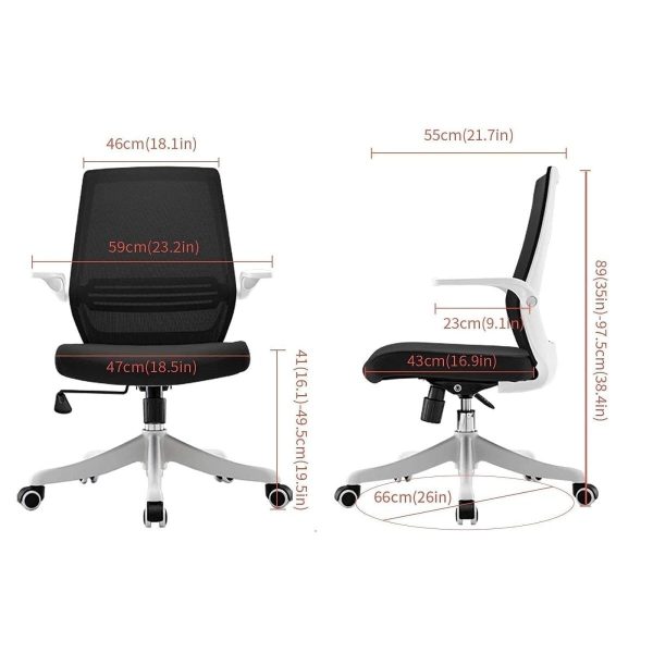 SIHOO M76 Ergonomic Office Chair Swivel Desk Chair Height Adjustable Mesh Back Computer Chair with Lumbar Support, 90° Flip-up Armrest Grey