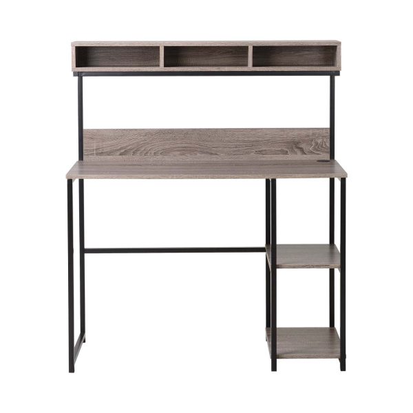 Computer Desk with Hutch in Greyish Brown
