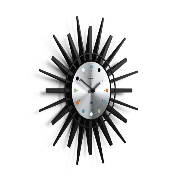 Newgate Stingray Wall Clock Black – Silver Dial