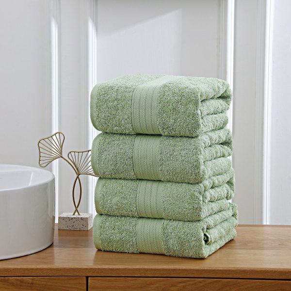 4 Piece Cotton Bath Towels Set – Sage Green