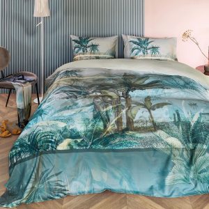 Canopy Blue Green Cotton Sateen Quilt Cover Set King
