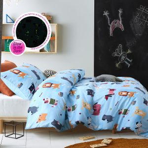 Happy Kids Woof Glow in the Dark Quilt Cover Set Single
