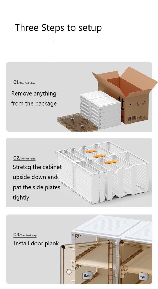 Cubes Storage Folding Shoe Cabinet With 2 Column & 7 Grids & 4 Brown Door