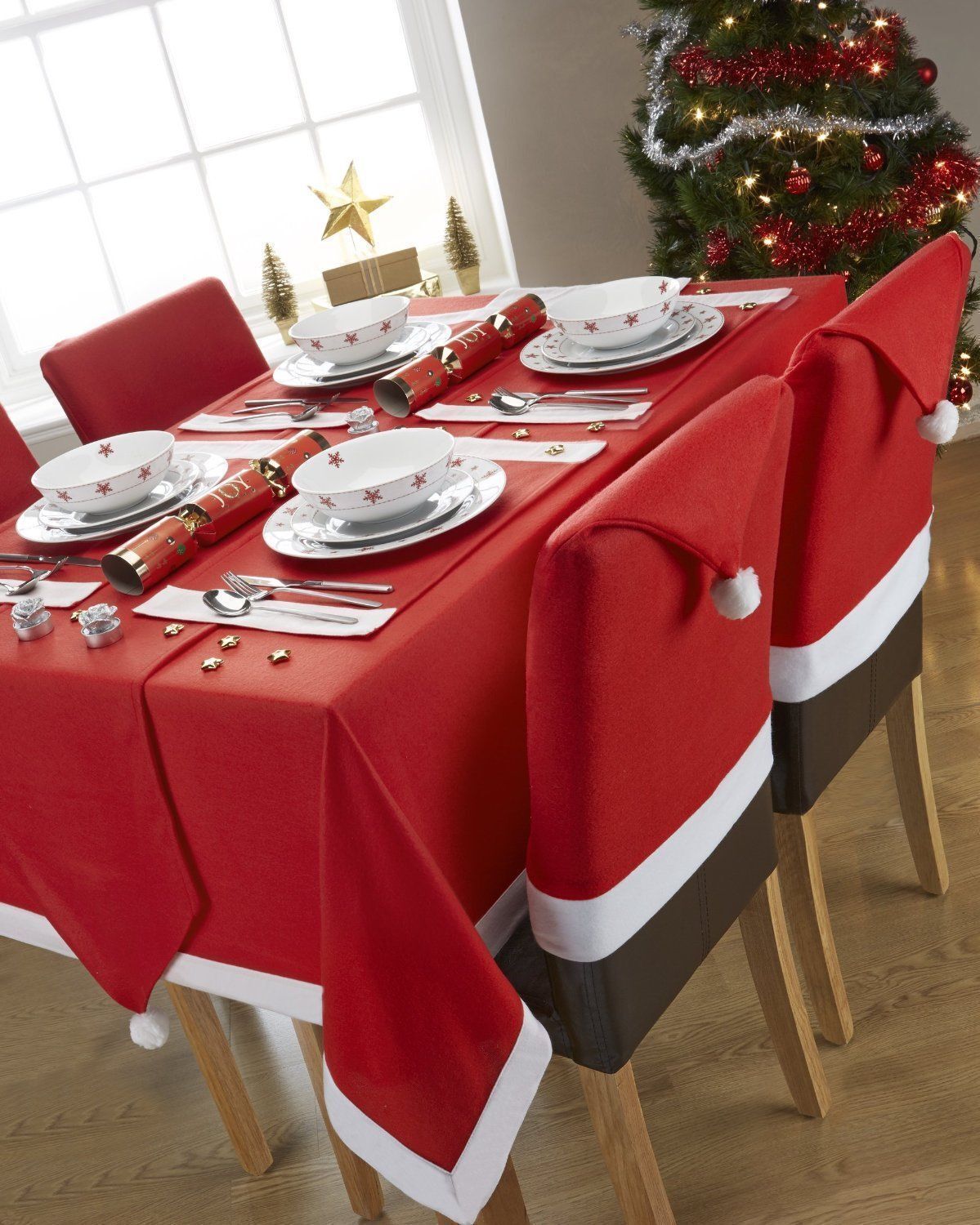 Christmas Chair Covers Tablecloth Runner Decoration Xmas Dinner Party Santa Gift, Table Runner (34 x 176cm)