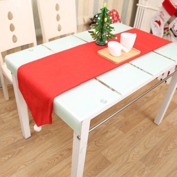 6-10x Christmas Santa Hat Chair Covers Table Cloth Dinner Home Décor Ornaments, Table Runner (34×176 cm)