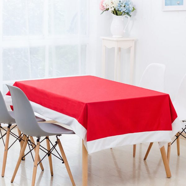6-10x Christmas Santa Hat Chair Covers Table Cloth Dinner Home Décor Ornaments, Table Cloth (130×180 cm)