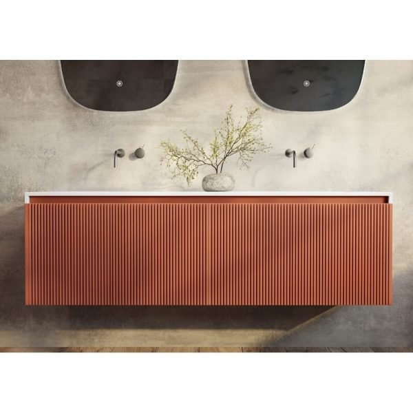 Rimini wall hung bathroom vanity 1500mm Potter’s Clay