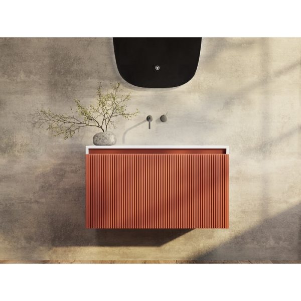 Rimini wall hung bathroom vanity 800mm Potter’s Clay