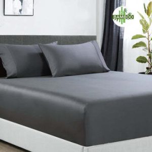 400 thread count bamboo cotton 1 fitted sheet with 2 pillowcases mega king charcoal