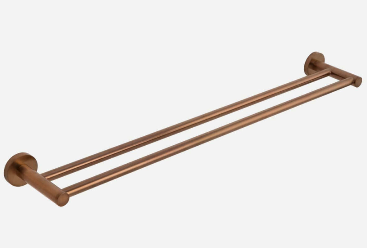 Luxurious Brushed Rose Gold Stainless Steel 304 Towel Rack Rail – Double Bar 600mm