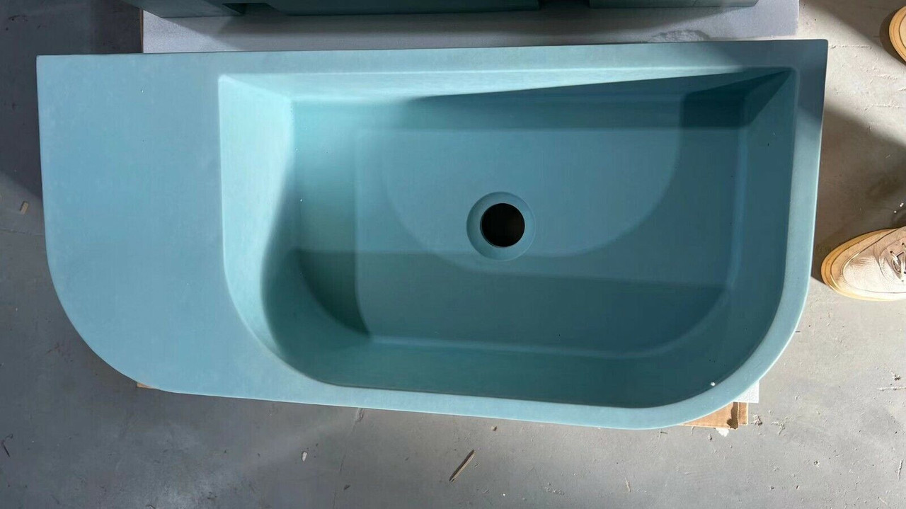 New Concrete Cement Wash Basin Counter Top Matte Teal Wall Hung Basin