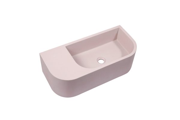 New Concrete Cement Wash Basin Counter Top Matte Pink Wall Hung Basin