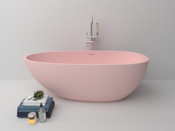 Medium Size Egg Shaped Cast stone – Solid Surface Bath 1700mm Length Pink