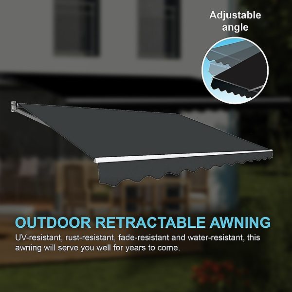 Motorised Outdoor Folding Arm Awning Retractable Sunshade Canopy Grey 5.0m x 2.5m