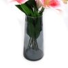 Premium Faux Lily In Glass Vase (Artificial Tiger Lily Arrangement) – Pink and White and Green