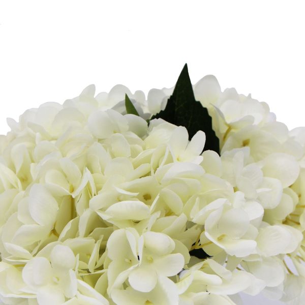 Premium Faux Hydrangea With Glass Vase (Artificial Flowering Hydrangea) 23cm – Green and White