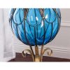85cm Blue Glass Tall Floor Vase and 12pcs White Artificial Fake Flower Set