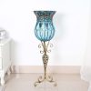 85cm Blue Glass Tall Floor Vase and 12pcs White Artificial Fake Flower Set