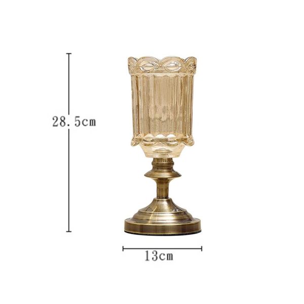28.5cm Transparent Glass Flower Vase with Metal Base Filler Vase