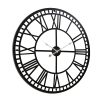 Large Wall Clock Roman Numerals Round Metal Luxury Home Decor Black – 60 cm