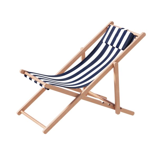 Outdoor Chairs Sun Lounge Deck Beach Chair Folding Wooden Patio Furniture
