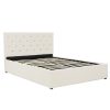 Altamont Double Fabric Gas Lift Bed Frame with Headboard – Beige