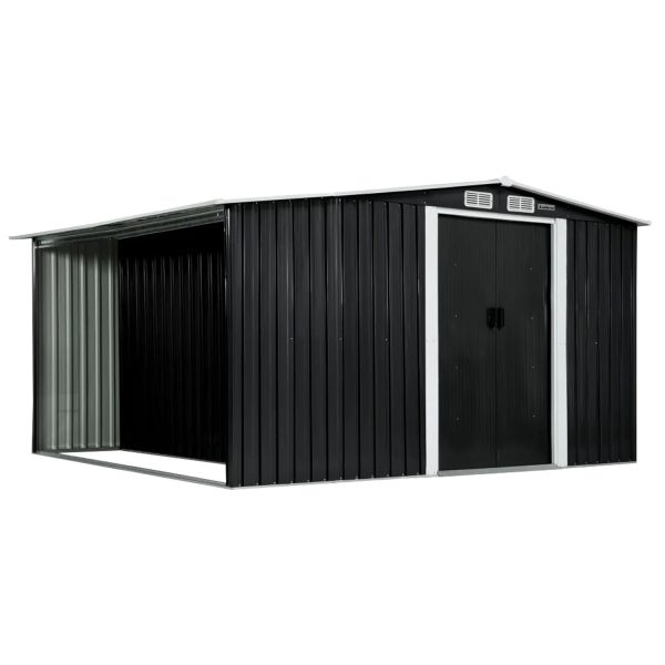 Wallaroo Garden Shed with Semi-Closed Storage – Black – 10 x 8 FT