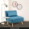 Mosgiel Adjustable Corner Sofa 1 Seater Lounge Linen Bed Seat – Blue