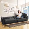 Mossley 3 Seater Faux Velvet Wooden Sofa Bed Couch Furniture – Black