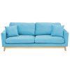 Mossley 3 Seater Faux Velvet Wooden Sofa Bed Couch Furniture – Blue