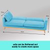 Mossley 3 Seater Faux Velvet Wooden Sofa Bed Couch Furniture – Blue