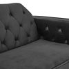 Perkiomen Faux Velvet Tufted Sofa Bed Couch Futon – Black