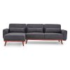 Bewdley Faux Velvet Sofa Bed Couch Lounge Chaise Cushions Dark Grey