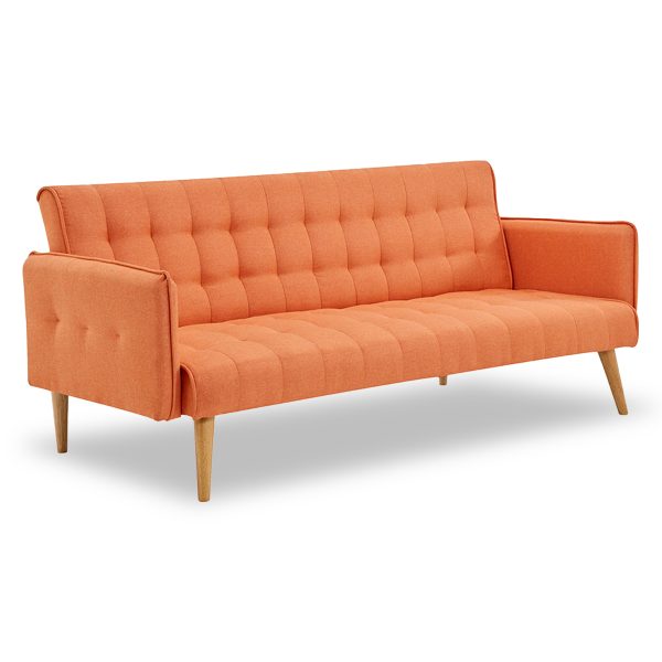 Nanbona 3 Seater Modular Linen Fabric Sofa Bed Couch Armrest Orange